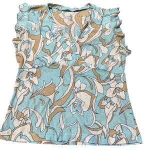 Y2K Fairycore Blue Floral Baby Doll Tie Top Size Small